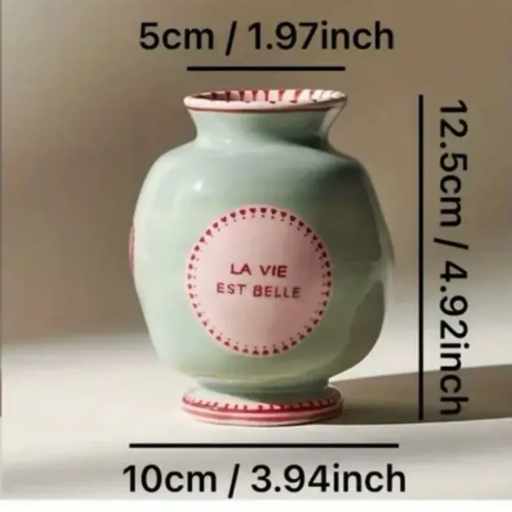 Laetitia Rouget x Anthropologie “La Vie Est Belle” Vase Pink Green Ceramic NWOT
